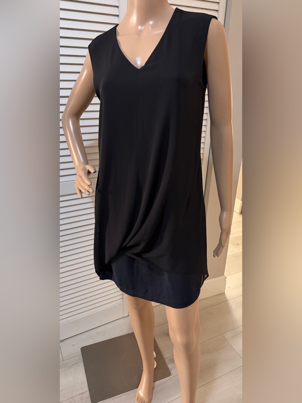 AllSaints Nocturna Dress | Black Draped Shift Dress | Minimalist Designer Dress